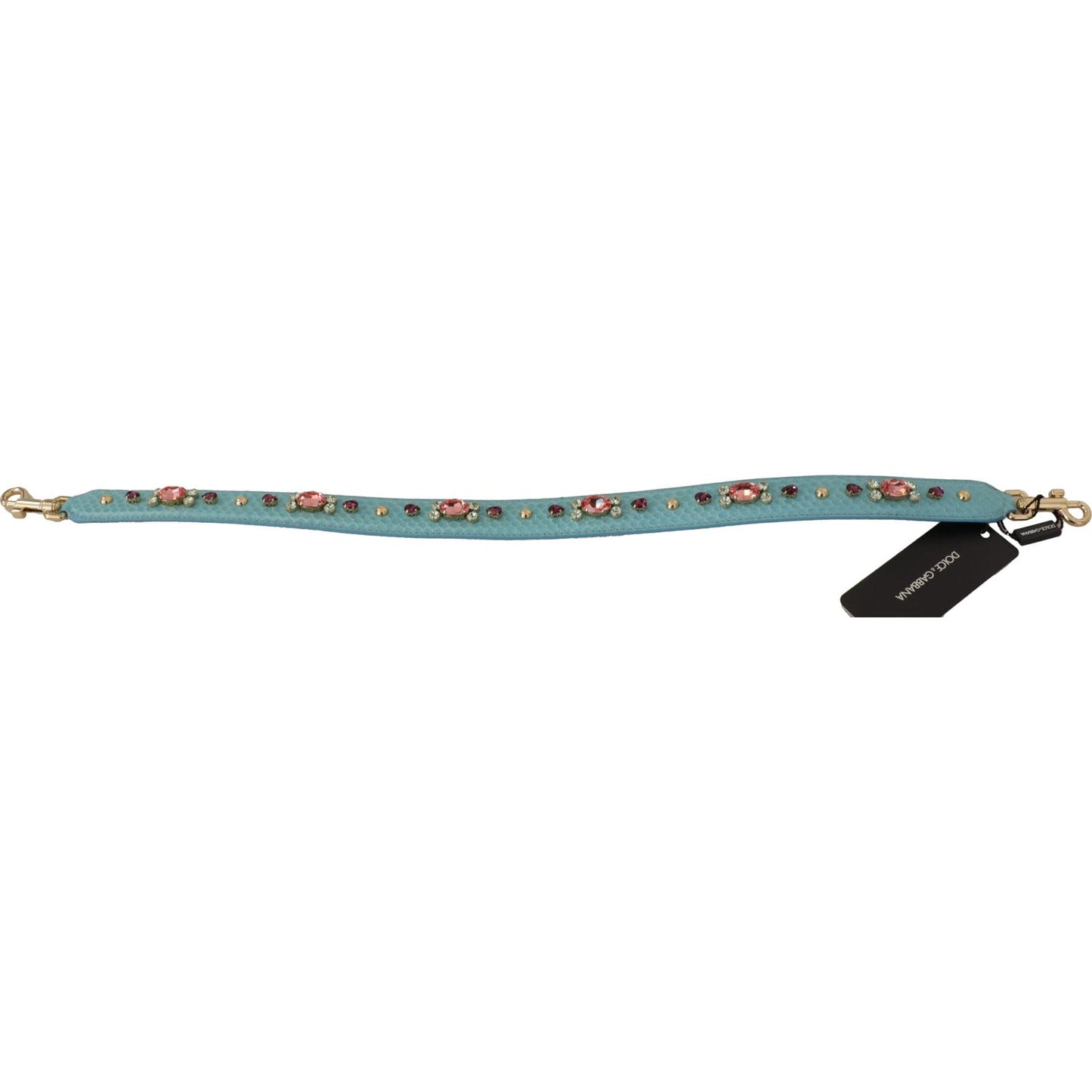 Dolce & Gabbana Elegant Blue Leather Bag Strap with Gold Accents Dolce & Gabbana Light Slate Gray