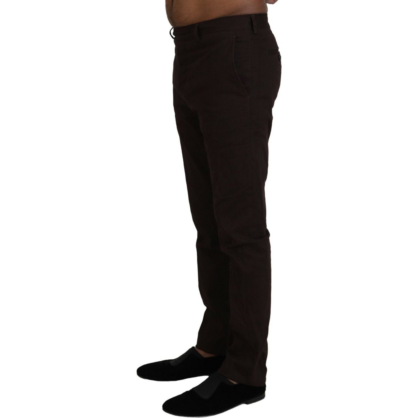 BENCIVENGA Elegant Brown Cotton Blend Trousers BENCIVENGA Black