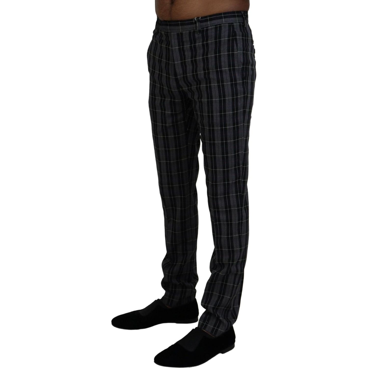 BENCIVENGA Elegant Gray Checkered Wool Chino Pants BENCIVENGA Black