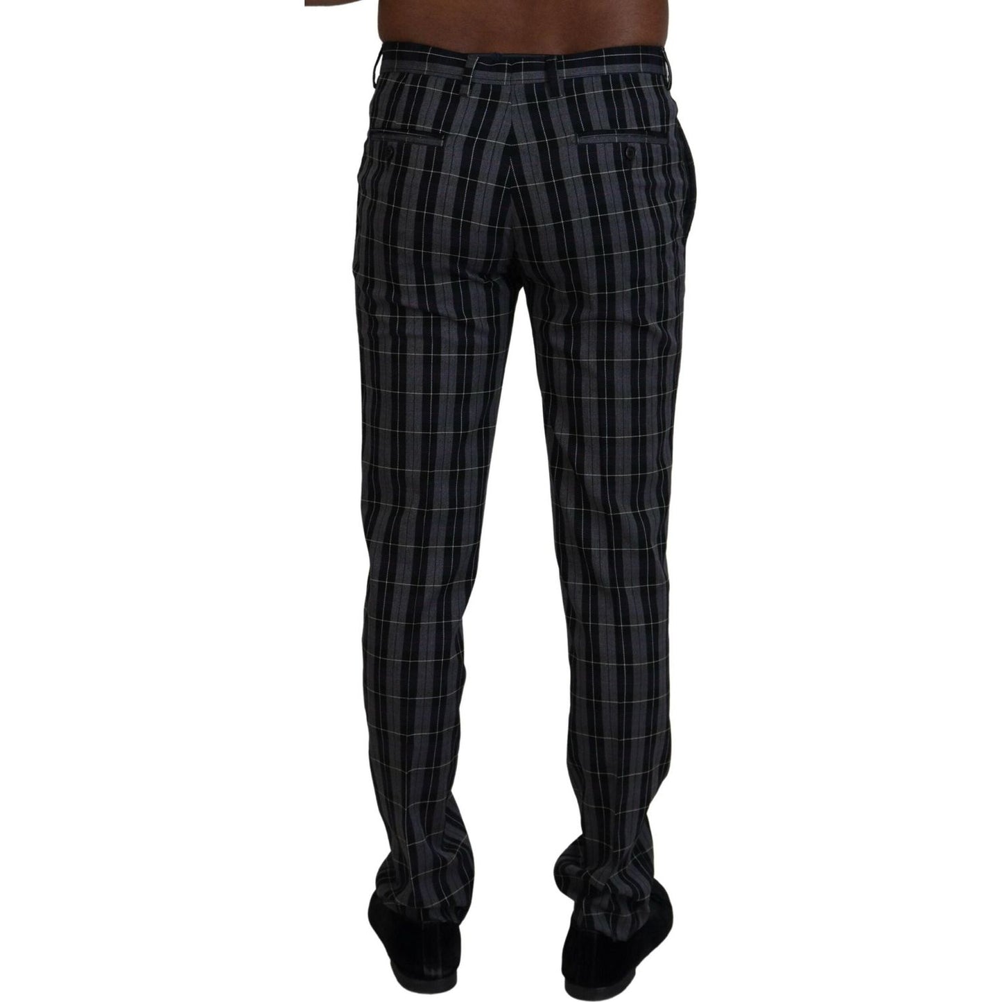 BENCIVENGA Elegant Gray Checkered Wool Chino Pants BENCIVENGA Black