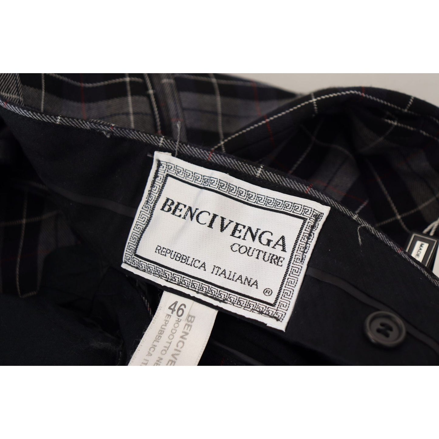 BENCIVENGA Elegant Gray Checkered Wool Chino Pants BENCIVENGA Light Gray