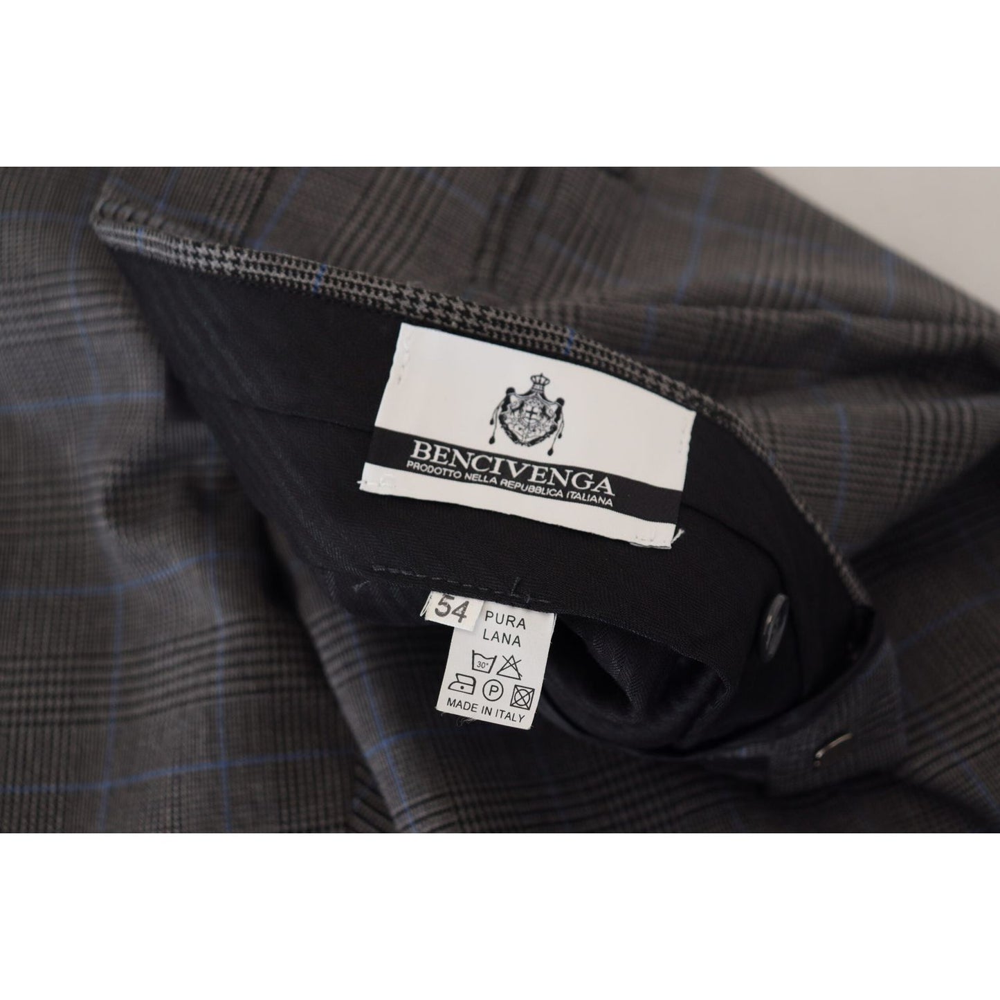 BENCIVENGA Elegant Checkered Wool Dress Pants for Men BENCIVENGA Dark Slate Gray