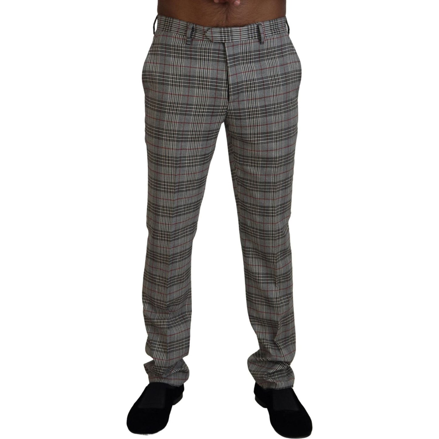 BENCIVENGA Elegant Gray Checkered Slim Men's Pants BENCIVENGA Dark Slate Gray