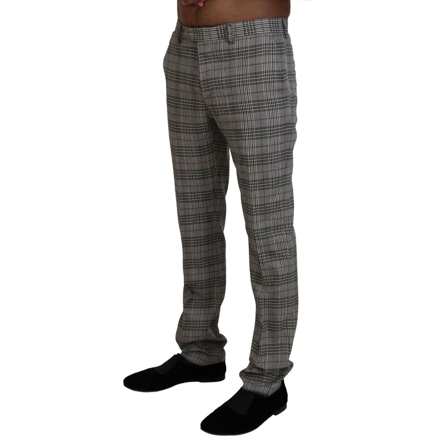 BENCIVENGA Elegant Gray Checkered Slim Men's Pants BENCIVENGA Dark Slate Gray