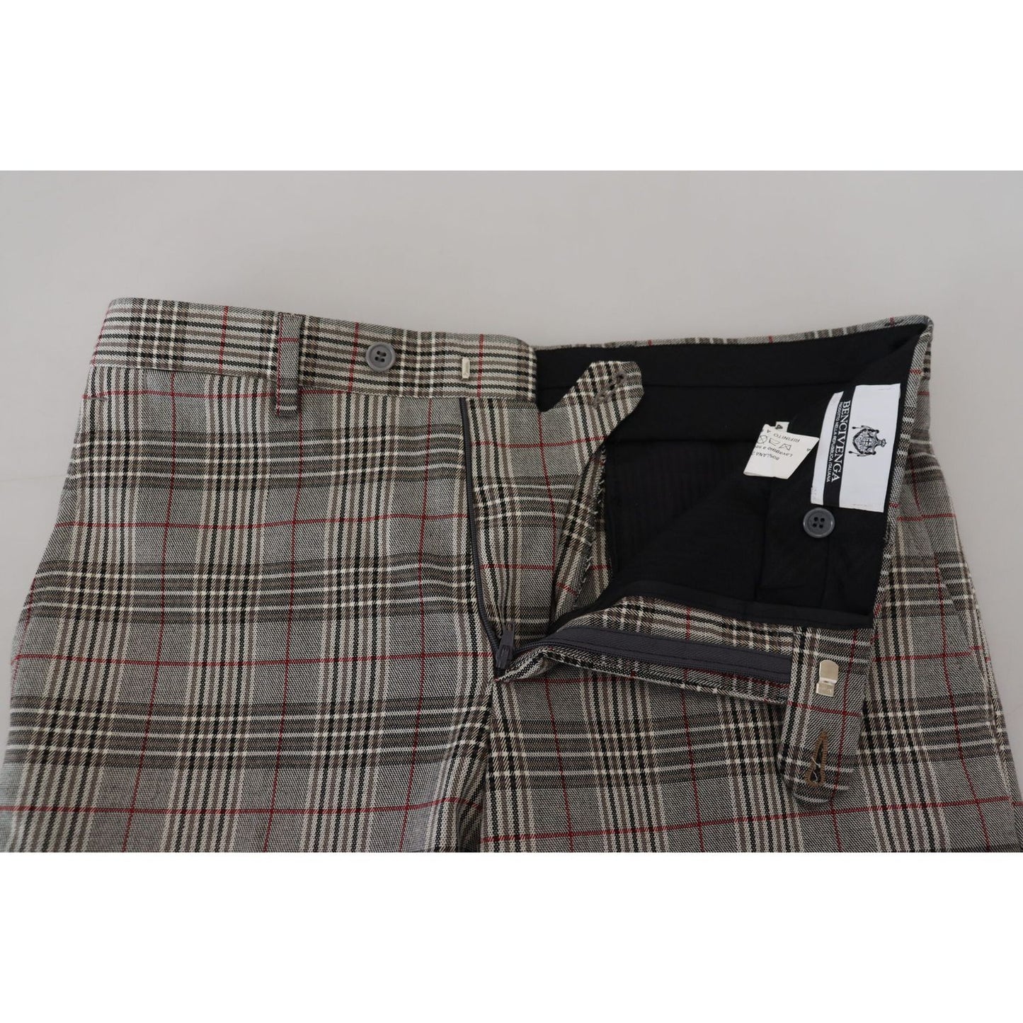 BENCIVENGA Elegant Gray Checkered Slim Men's Pants BENCIVENGA Dark Slate Gray