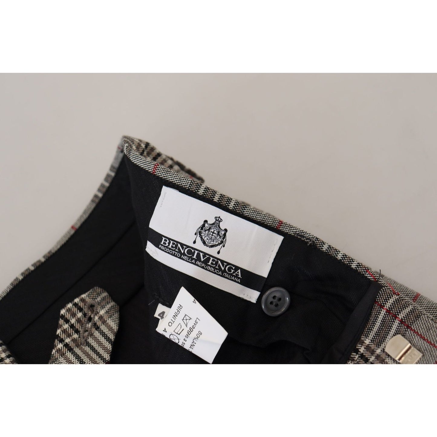 BENCIVENGA Elegant Gray Checkered Slim Men's Pants BENCIVENGA Gray