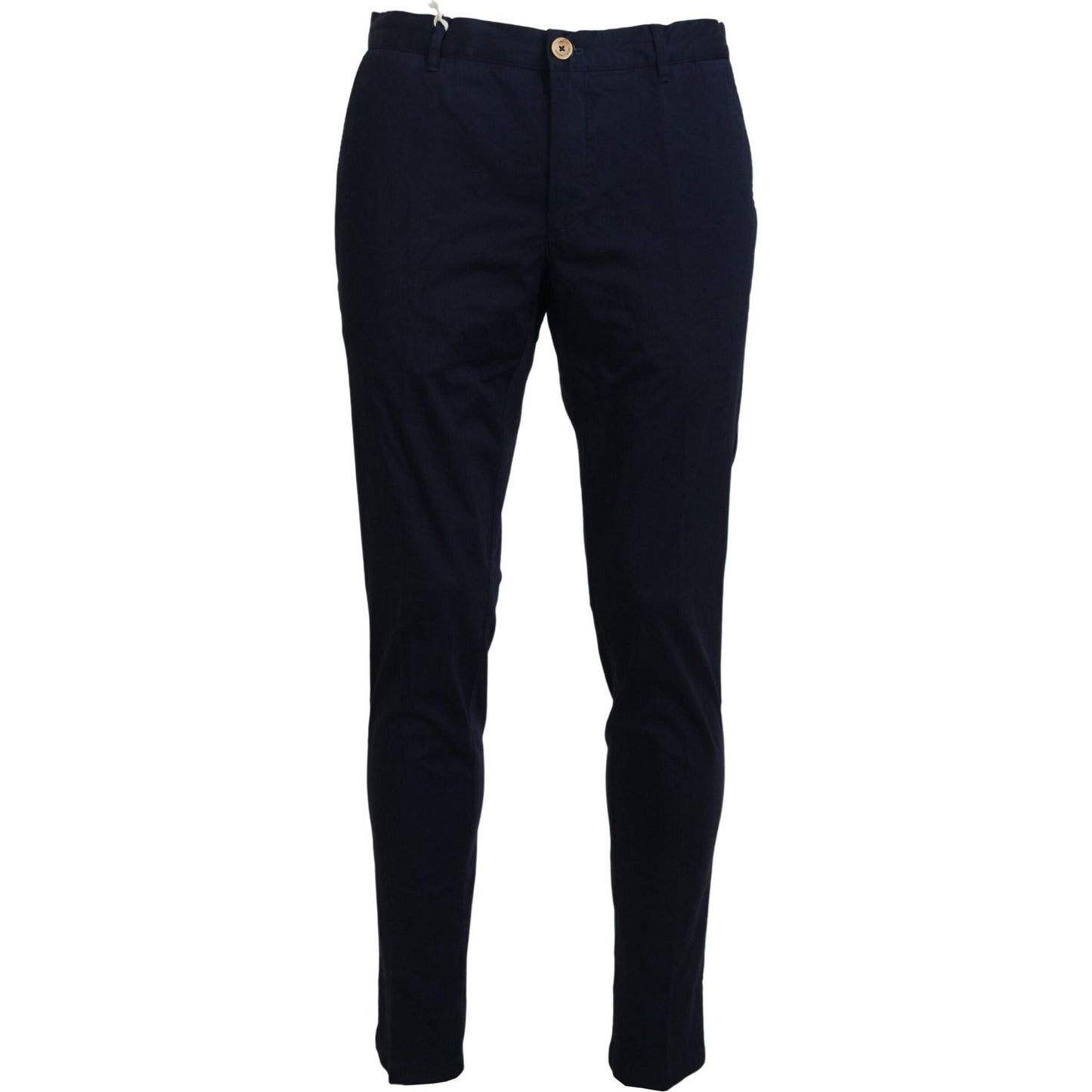 Domenico Tagliente Elegant Dark Blue Slim Chino Pants Domenico Tagliente Black