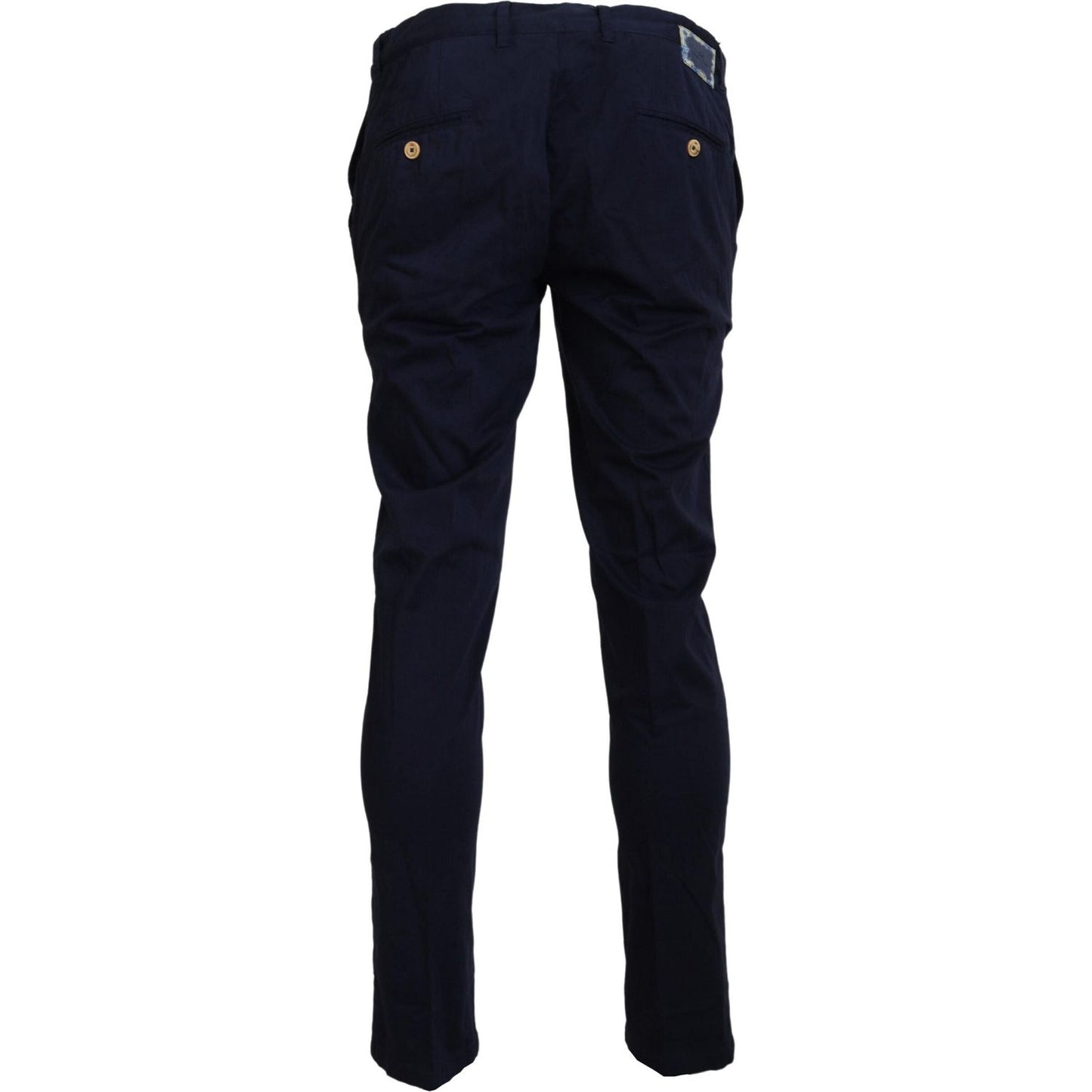 Domenico Tagliente Elegant Dark Blue Slim Chino Pants Domenico Tagliente Black