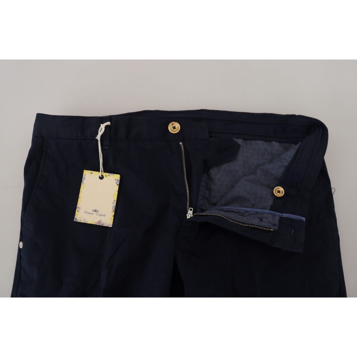 Domenico Tagliente Elegant Dark Blue Slim Chino Pants Domenico Tagliente Gray