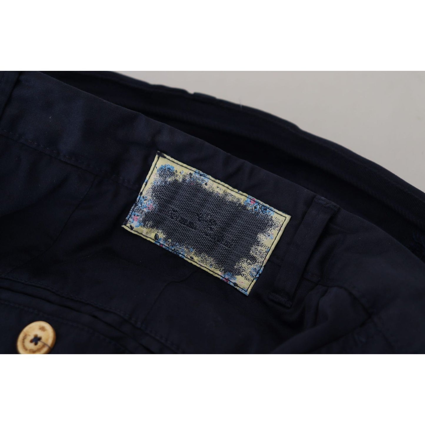 Domenico Tagliente Elegant Dark Blue Slim Chino Pants Domenico Tagliente Black