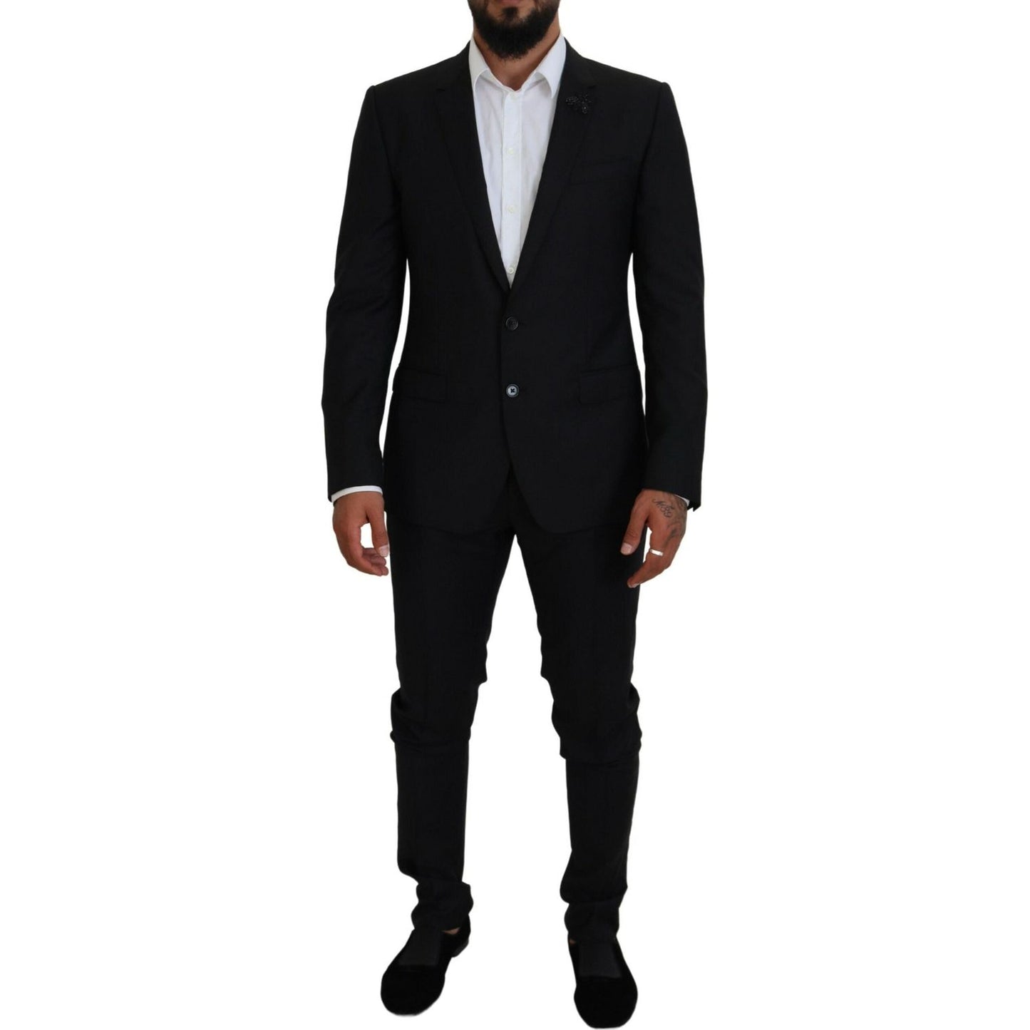 Dolce & Gabbana Sleek Black Two-Piece Wool Martini Suit Dolce & Gabbana Black
