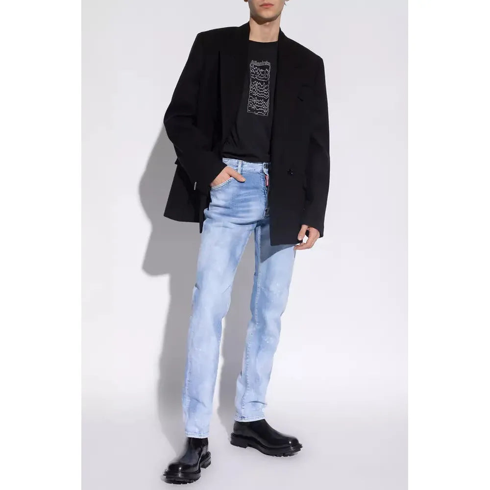Dsquared² Light Blue Cotton Men Jeans Dsquared² Black