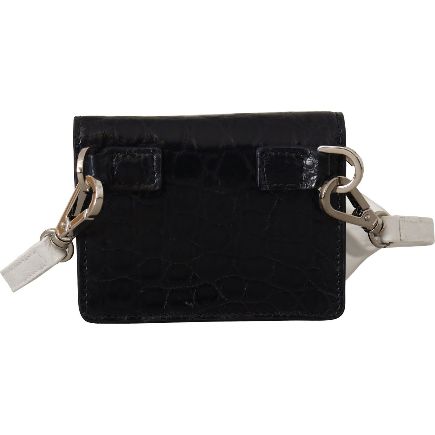 Dolce & Gabbana Blue Exotic Leather Bifold Wallet with Strap Dolce & Gabbana Black