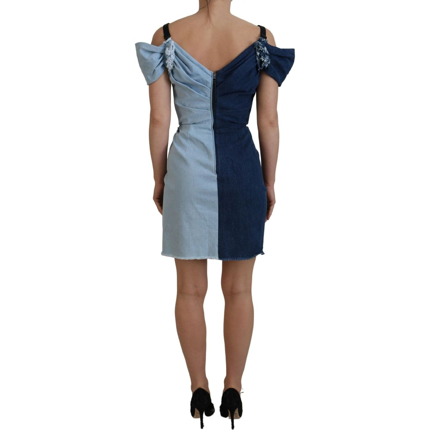 Dolce & Gabbana Chic Two Tone Denim Sheath Dress Dolce & Gabbana Dim Gray