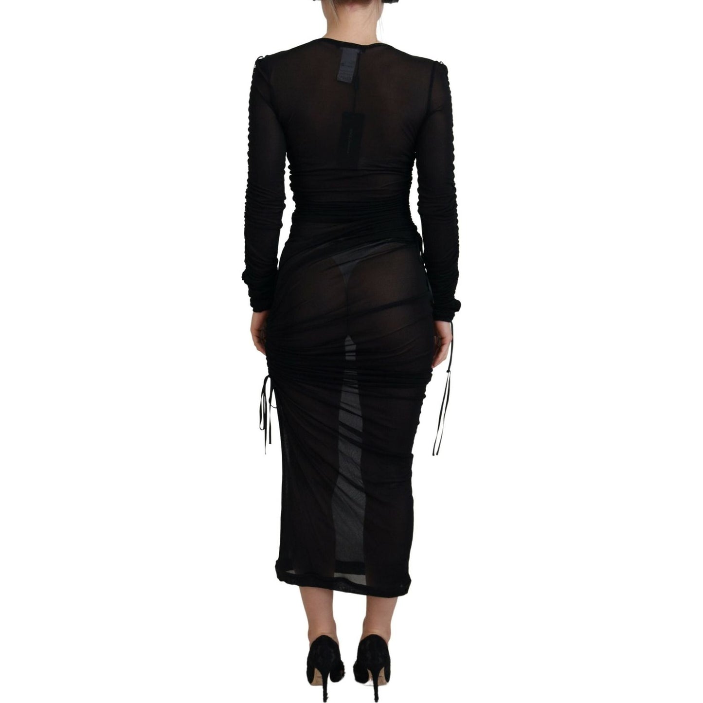 Dolce & Gabbana Elegant Black Silk Blend Bodycon Dress Dolce & Gabbana Black