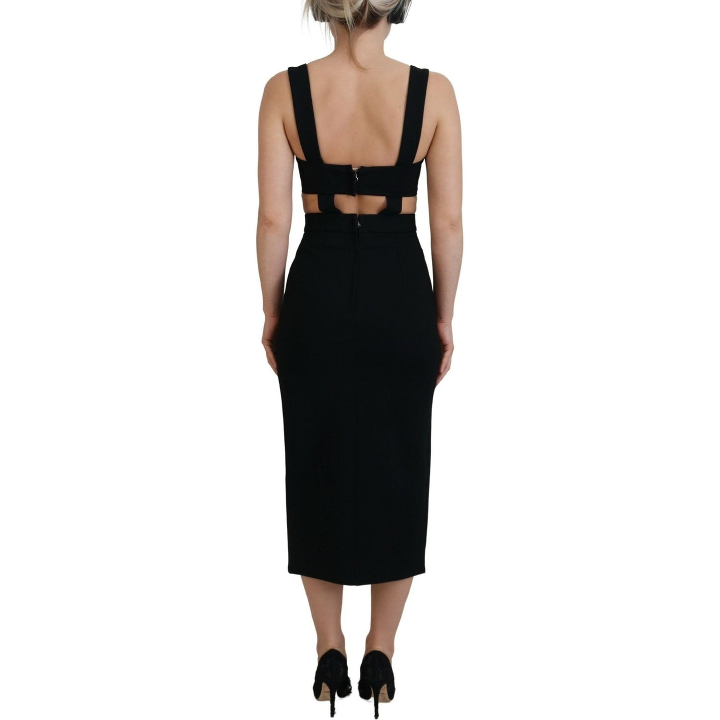 Dolce & Gabbana Elegant Black Midi Sheath Dress Dolce & Gabbana Rosy Brown