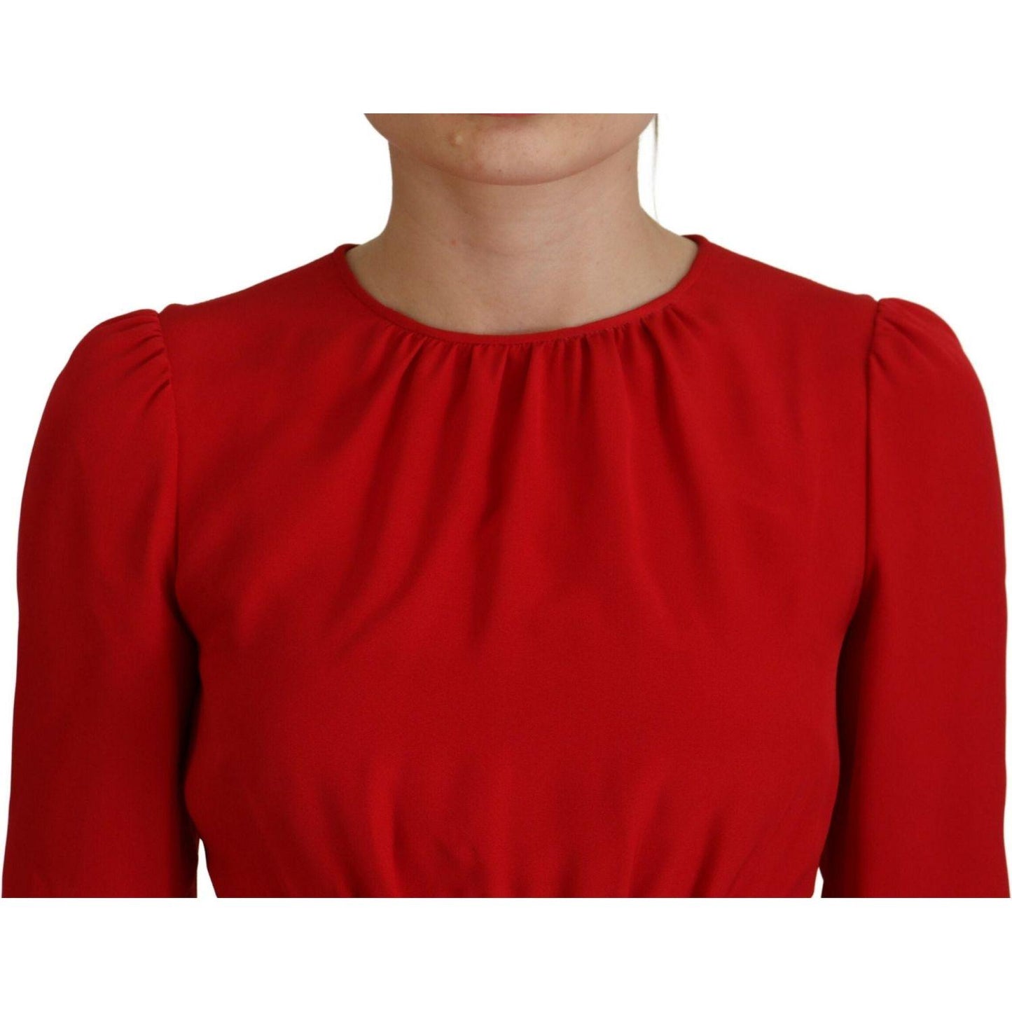 Dolce & Gabbana Elegant Red Silk A-Line Knee Length Dress Dolce & Gabbana Dark Red