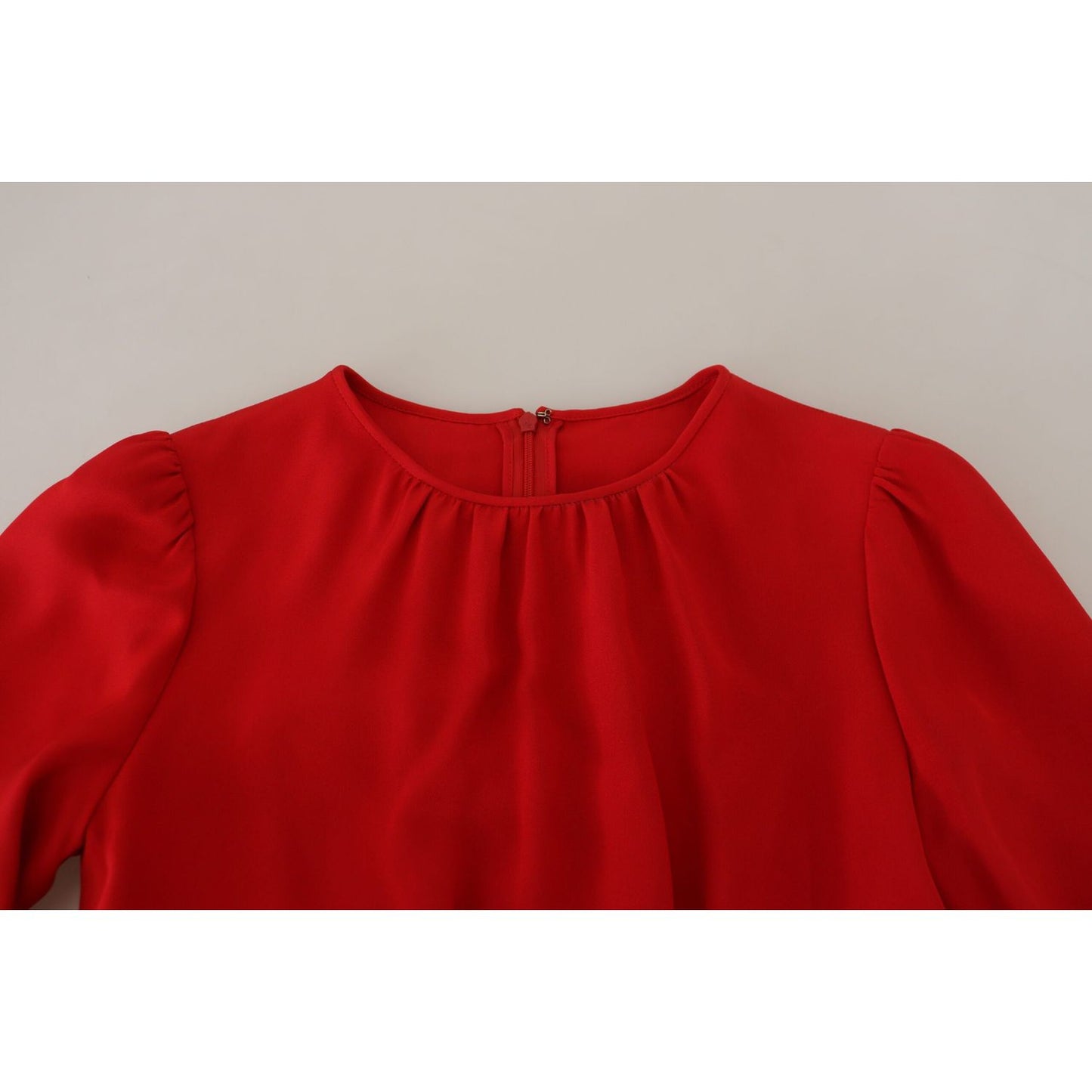 Dolce & Gabbana Elegant Red Silk A-Line Knee Length Dress Dolce & Gabbana Dark Red