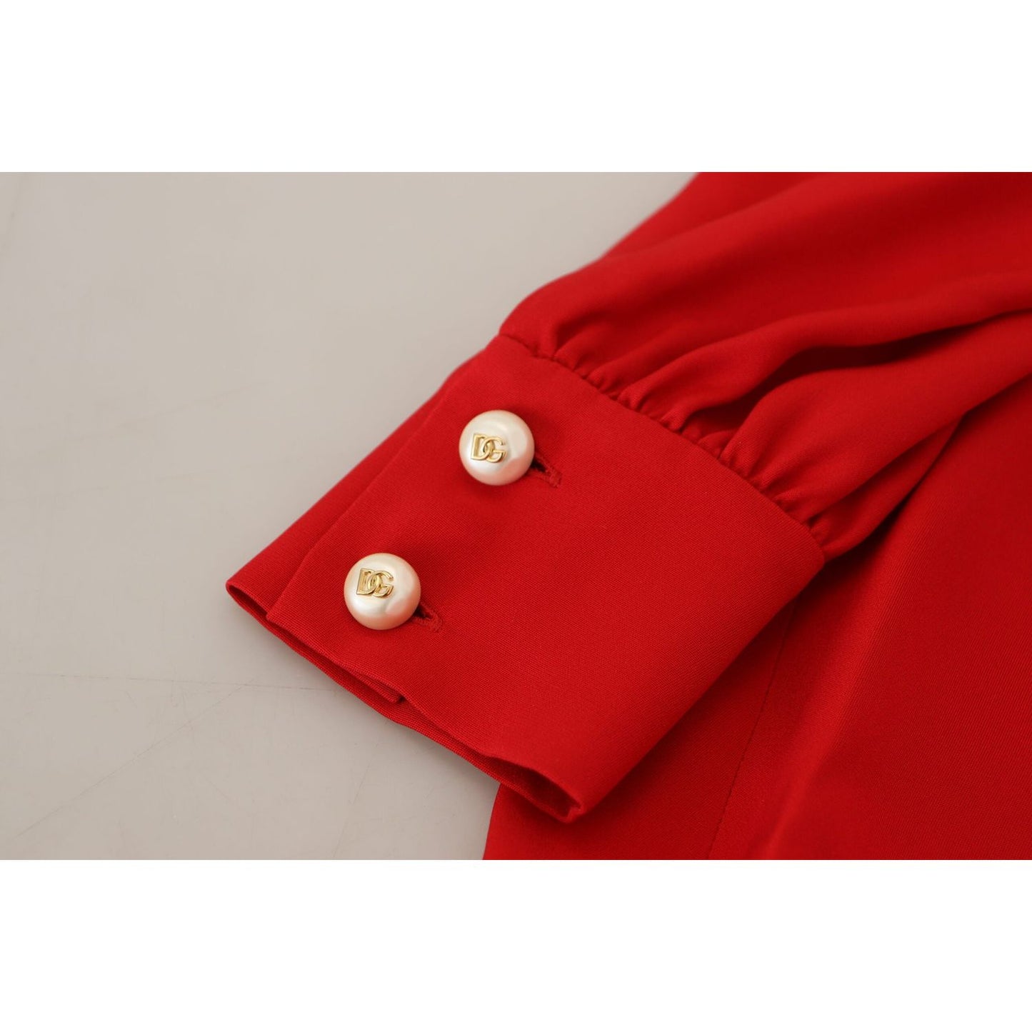 Dolce & Gabbana Elegant Red Silk A-Line Knee Length Dress Dolce & Gabbana Gray