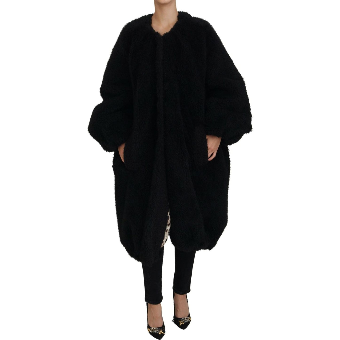 Dolce & Gabbana Elegant Black Cashmere Blend Overcoat Jacket Dolce & Gabbana Black