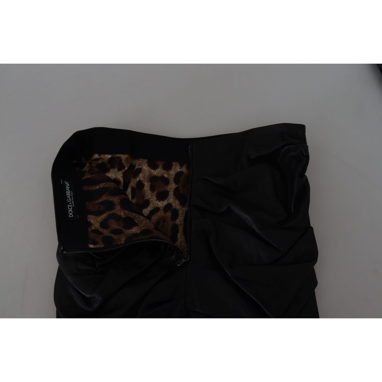 Dolce & Gabbana Chic High Waist A-Line Leather Mini Skirt Dolce & Gabbana Black