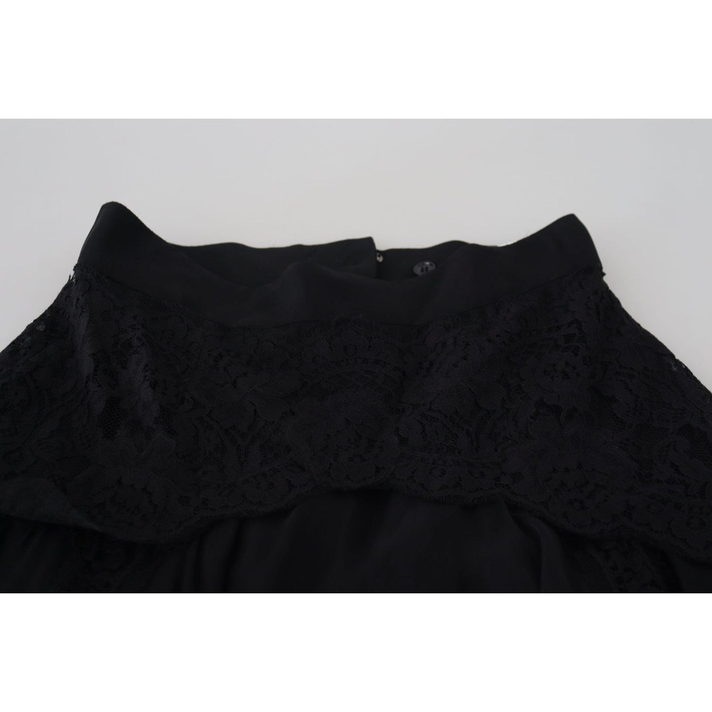 Dolce & Gabbana Elegant High-Waist Midi Silk-Blend Skirt Dolce & Gabbana Black