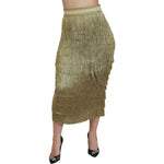 Dolce & Gabbana Golden High Waist Tiered Midi Skirt Dolce & Gabbana Dim Gray