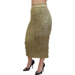 Dolce & Gabbana Golden High Waist Tiered Midi Skirt Dolce & Gabbana Dim Gray