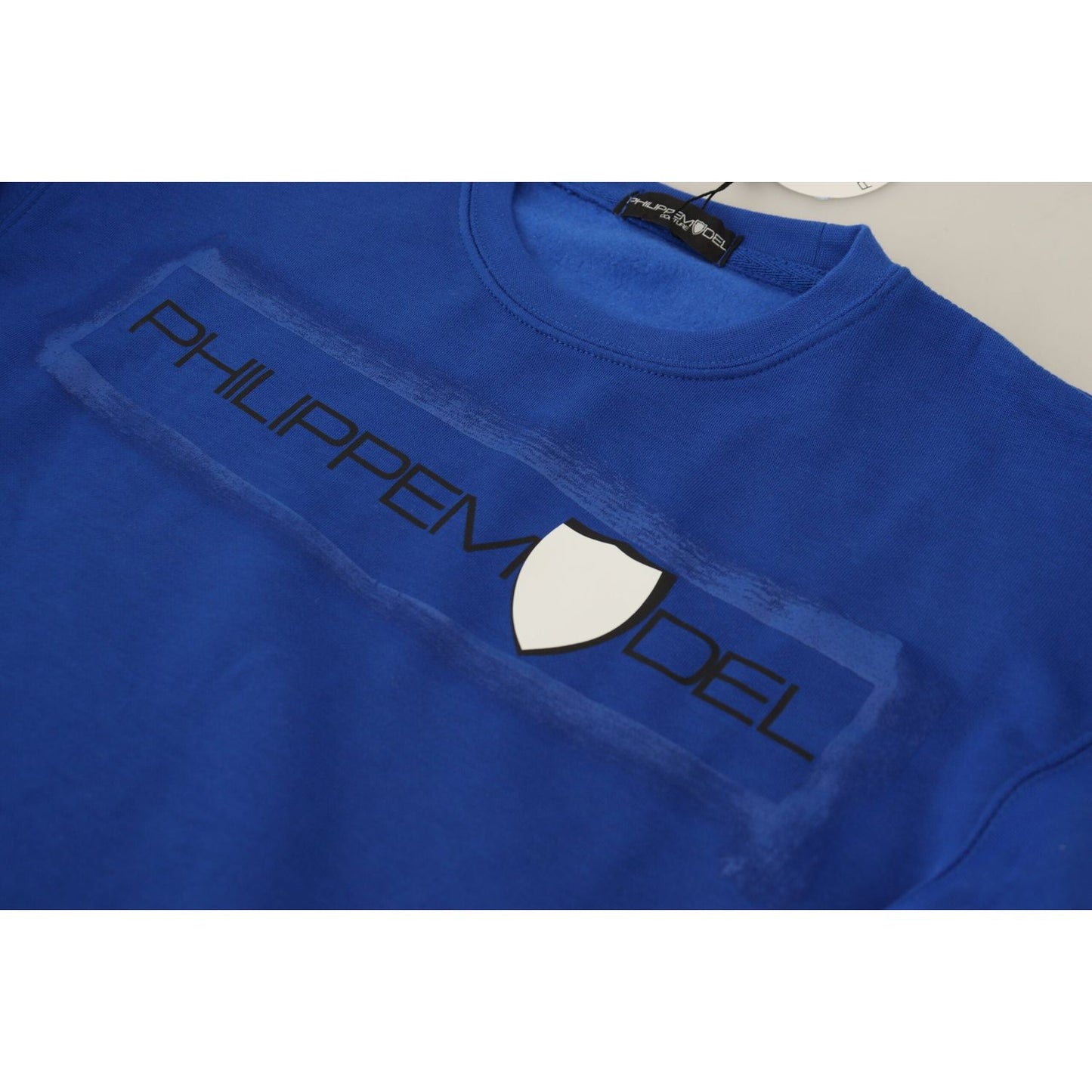 Philippe Model Chic Blue Printed Long Sleeve Pullover Sweater Philippe Model Midnight Blue