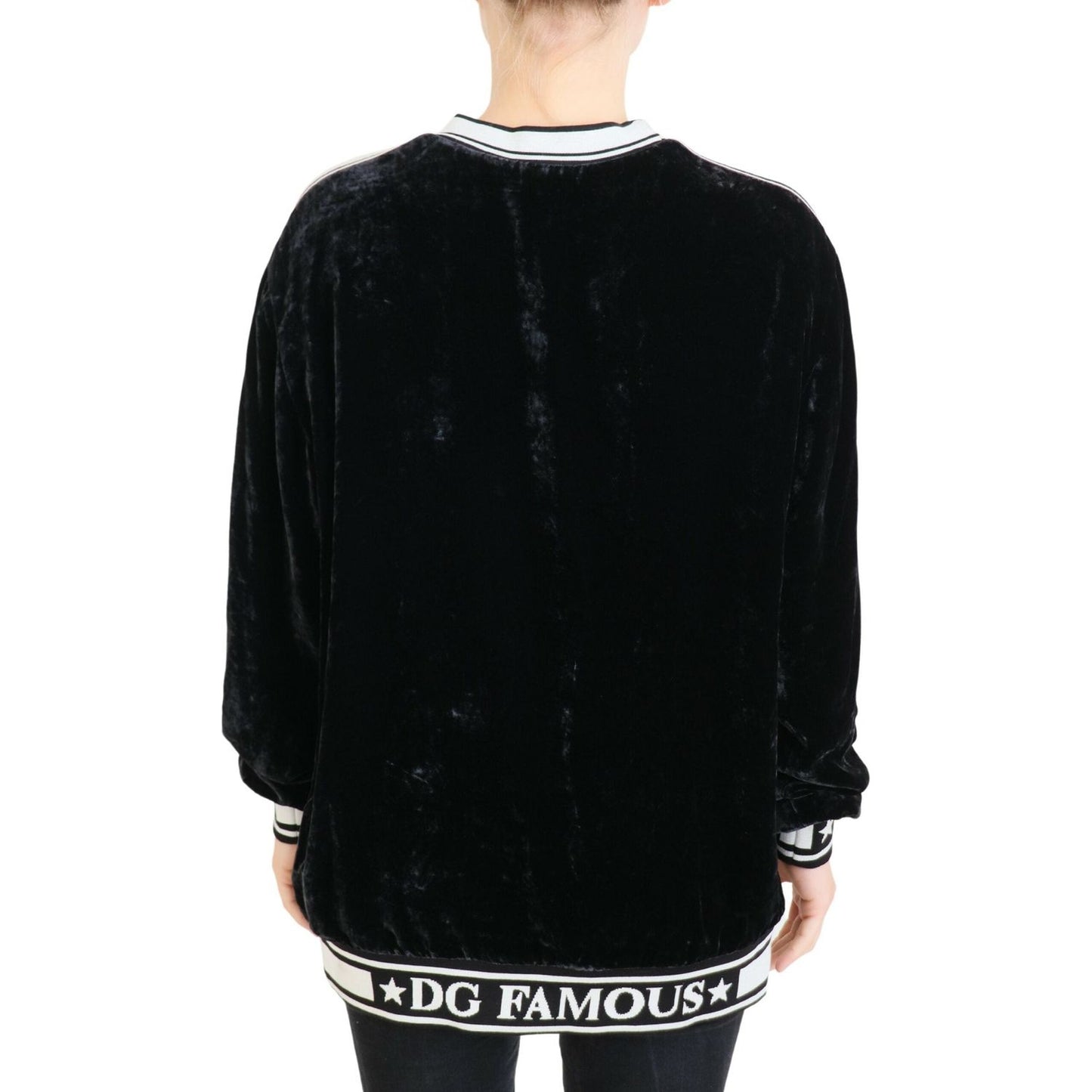 Dolce & Gabbana Elegant Silk Blend Velvet Sweater Dolce & Gabbana Black