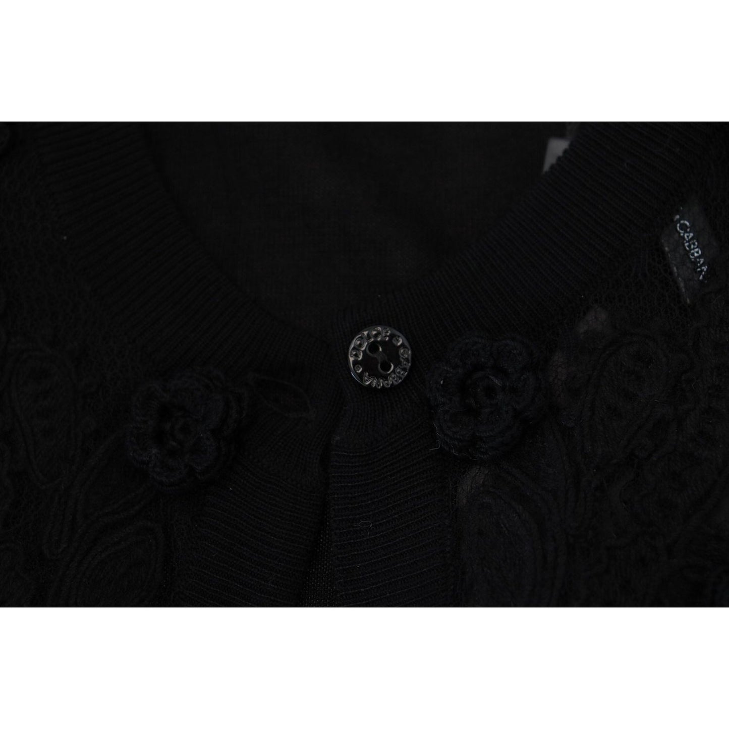 Dolce & Gabbana Elegant Black Floral Lace Cardigan Sweater Dolce & Gabbana Black