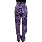 Dolce & Gabbana Elegant High Waist Straight Purple Pants Dolce & Gabbana Dark Slate Gray