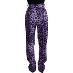 Dolce & Gabbana Elegant High Waist Straight Purple Pants Dolce & Gabbana Dark Slate Gray