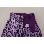 Dolce & Gabbana Elegant High Waist Straight Purple Pants Dolce & Gabbana Dark Gray