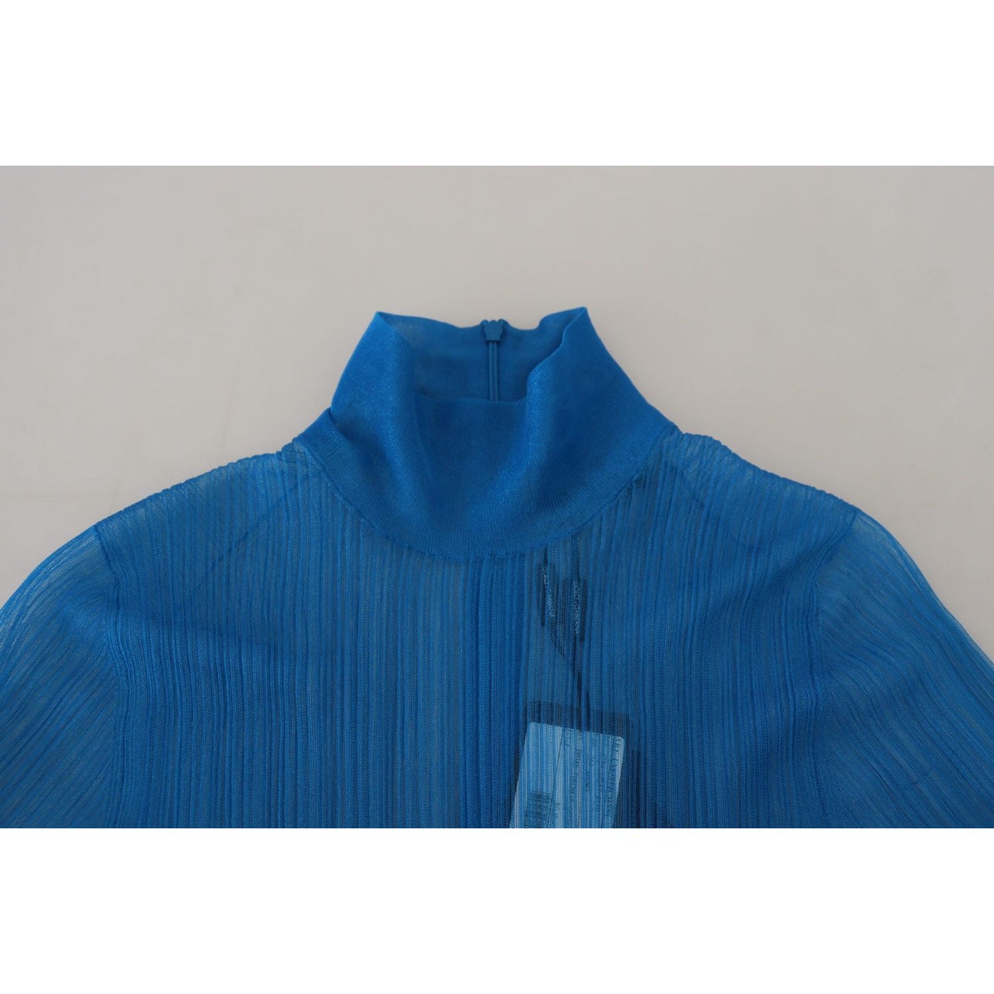 Dolce & Gabbana Elegant Blue Mesh Blouse Top Dolce & Gabbana Midnight Blue