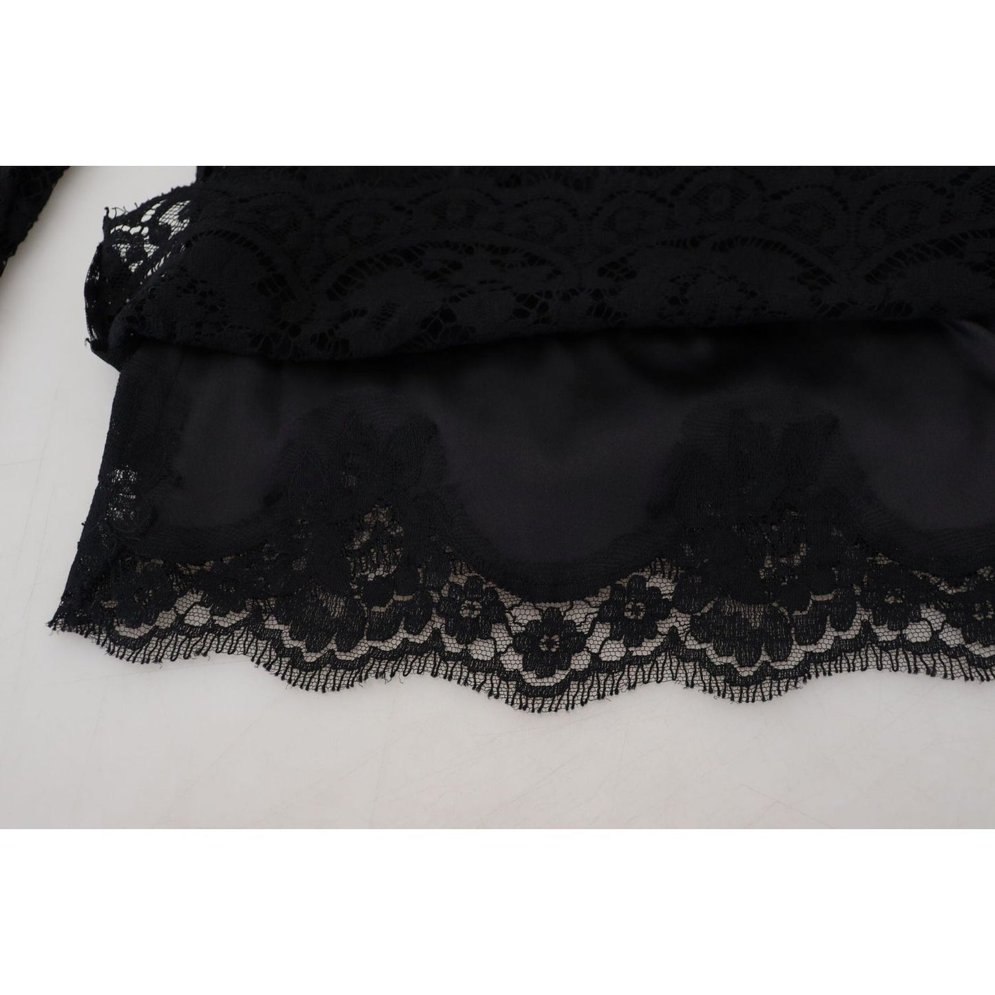 Dolce & Gabbana Elegant Floral Lace Long Sleeve Top Dolce & Gabbana Black