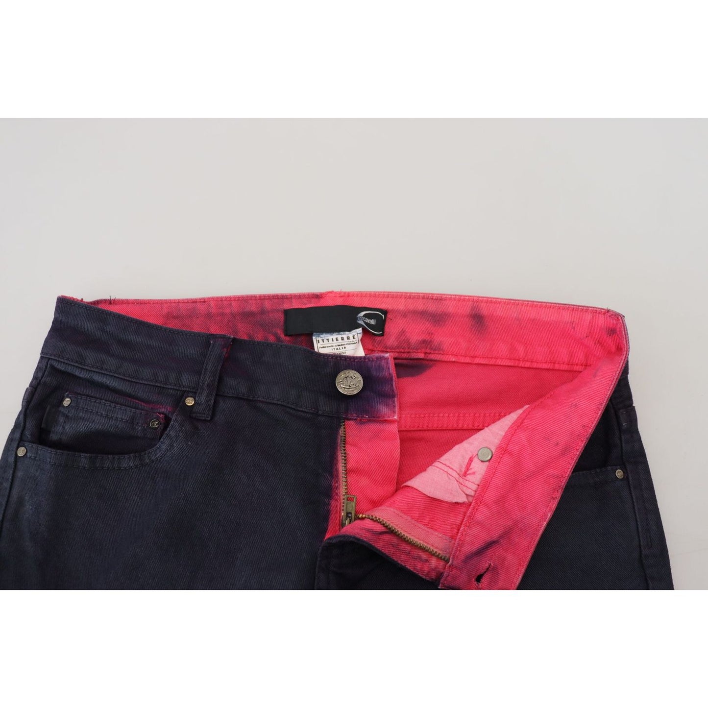 Just Cavalli Sleek Black Low Waist Denim Pants Just Cavalli Light Gray