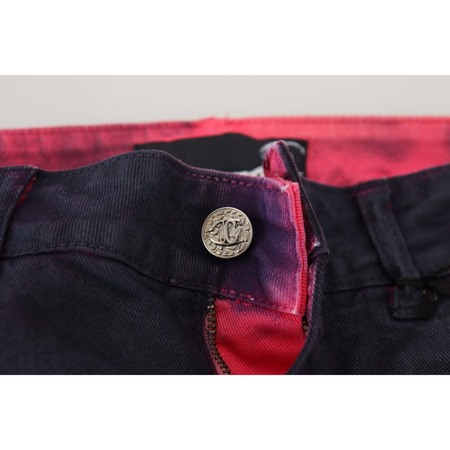 Just Cavalli Sleek Black Low Waist Denim Pants Just Cavalli Rosy Brown