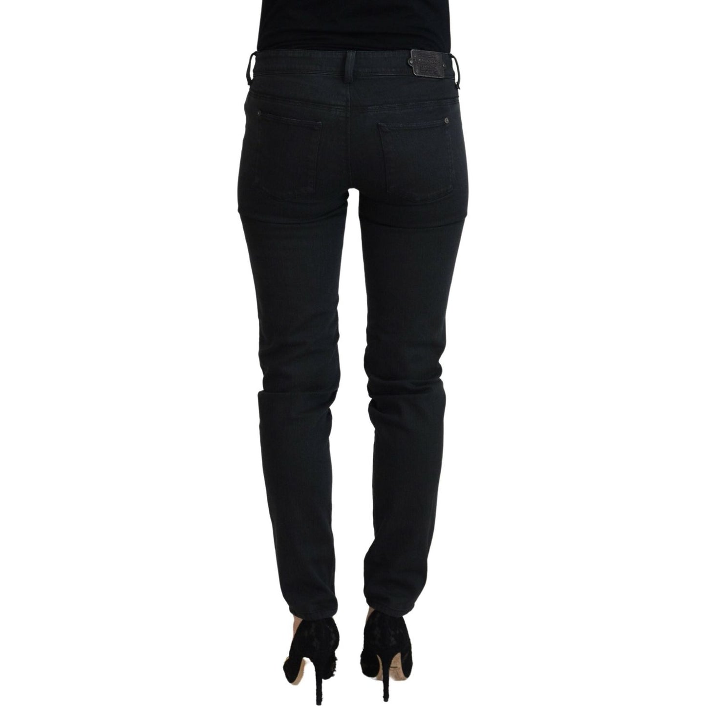 Ermanno Scervino Chic Low Waist Black Skinny Jeans Ermanno Scervino Black