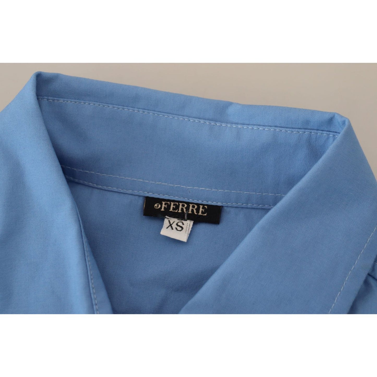 Ferre Elegant Blue Cotton Long Sleeve Polo Top Ferre Slate Gray