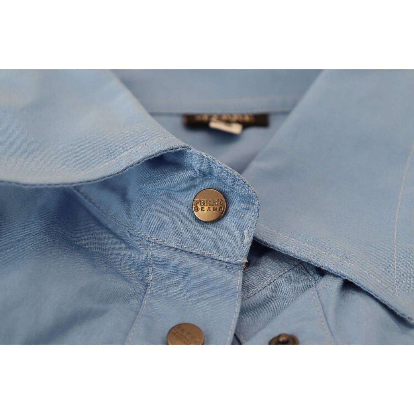 Ferre Elegant Blue Cotton Long Sleeve Polo Top Ferre Light Slate Gray