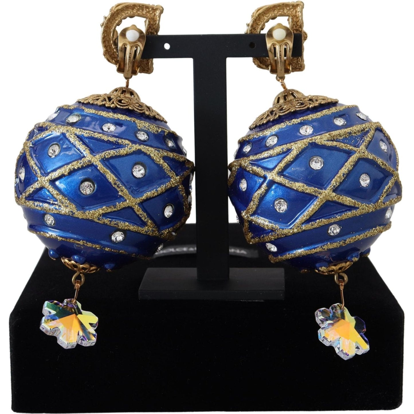 Dolce & Gabbana Elegant Dangling Crystal Christmas Ball Earrings Earrings Dolce & Gabbana Black