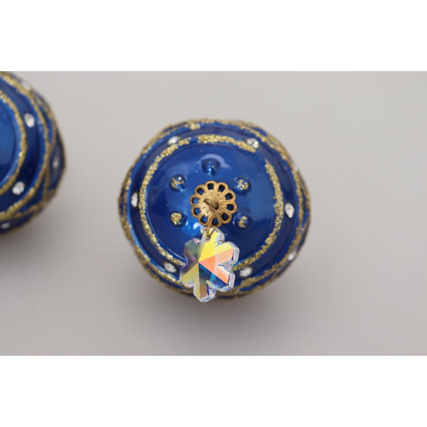 Dolce & Gabbana Elegant Dangling Crystal Christmas Ball Earrings Earrings Dolce & Gabbana Gray