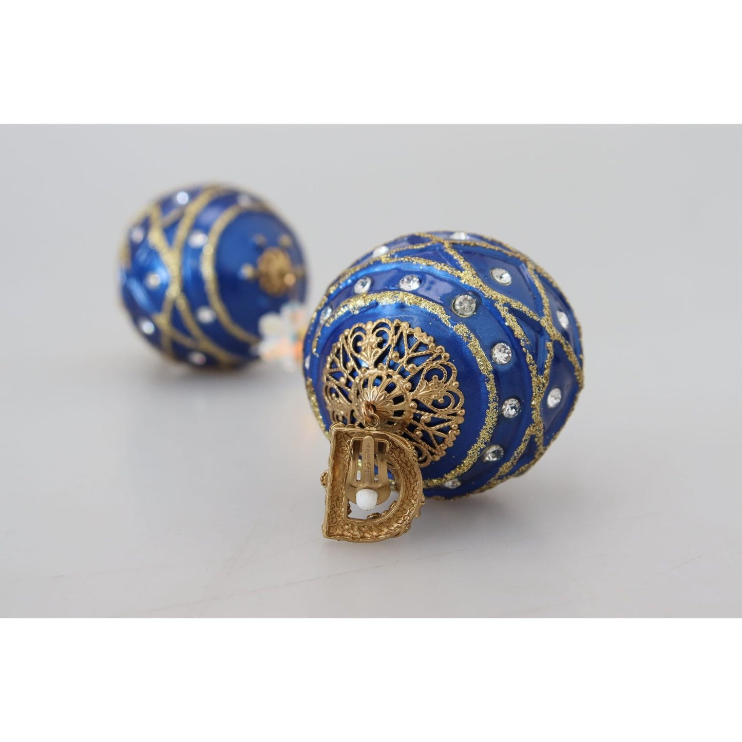 Dolce & Gabbana Elegant Dangling Crystal Christmas Ball Earrings Earrings Dolce & Gabbana Gray