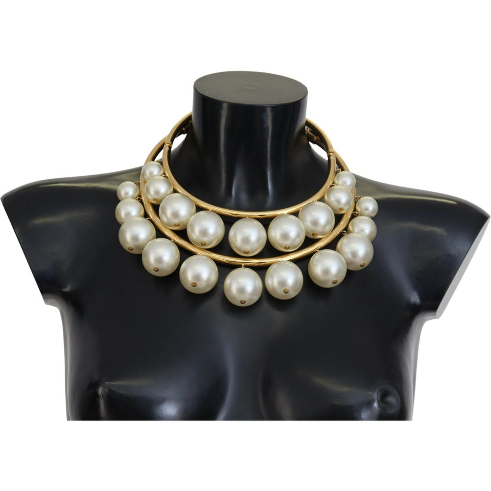 Dolce & Gabbana Dolce & Gabbana Elegant Faux Pearl Embellished Gold Choker SMY101066 1728,67345645728,Dolce & Gabbana,Jewelry,Necklaces - Women - Jewelry,New with tags,White,Women,Women - Jewelry