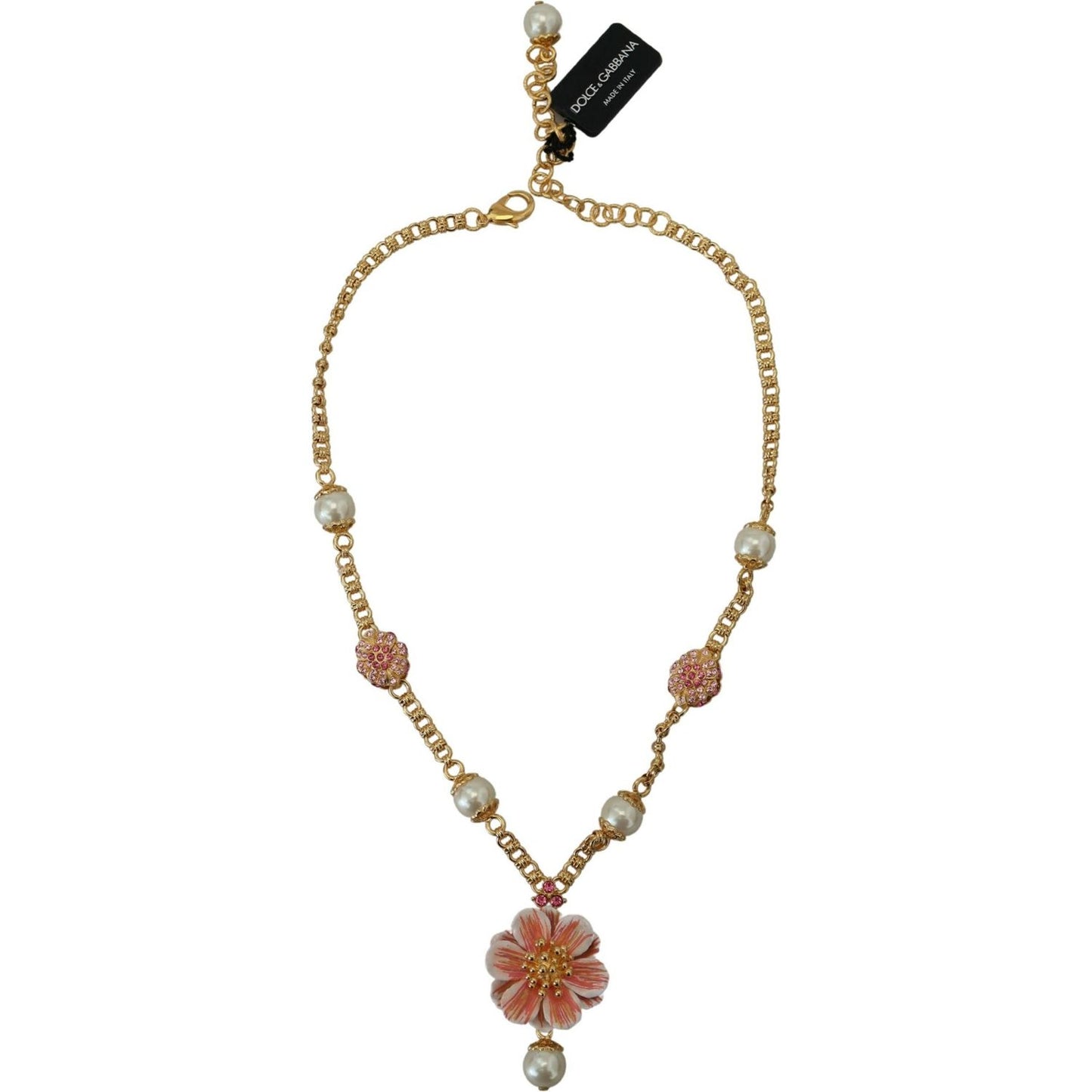 Dolce & Gabbana Elegant Floral Statement Charm Necklace Necklace Dolce & Gabbana Rosy Brown