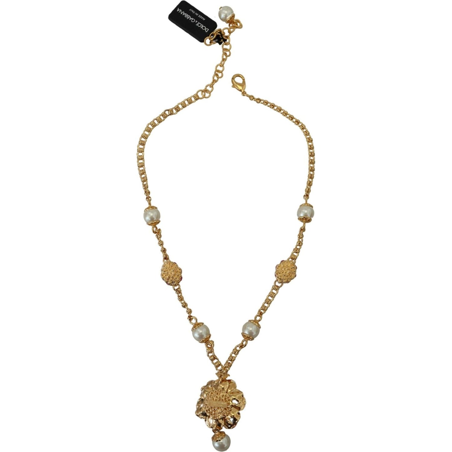 Dolce & Gabbana Elegant Floral Statement Charm Necklace Necklace Dolce & Gabbana Rosy Brown
