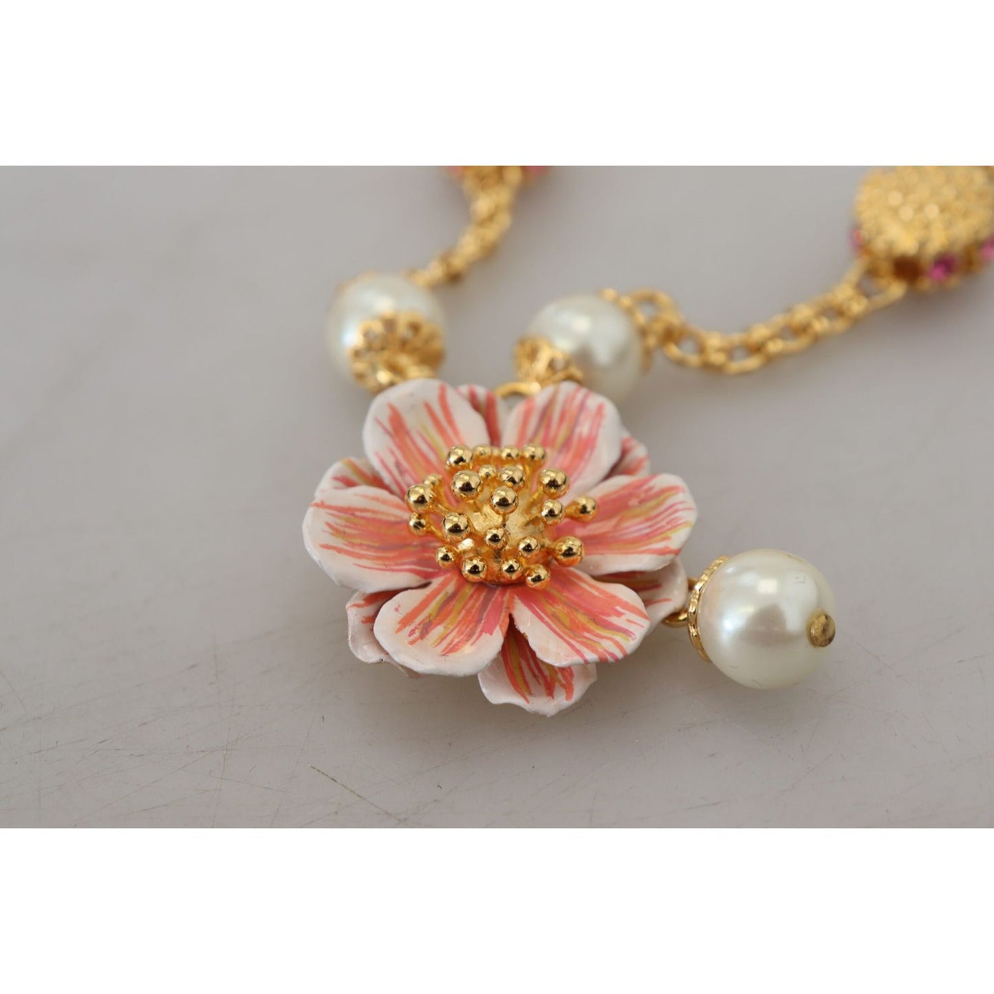 Dolce & Gabbana Elegant Floral Statement Charm Necklace Necklace Dolce & Gabbana Dark Gray