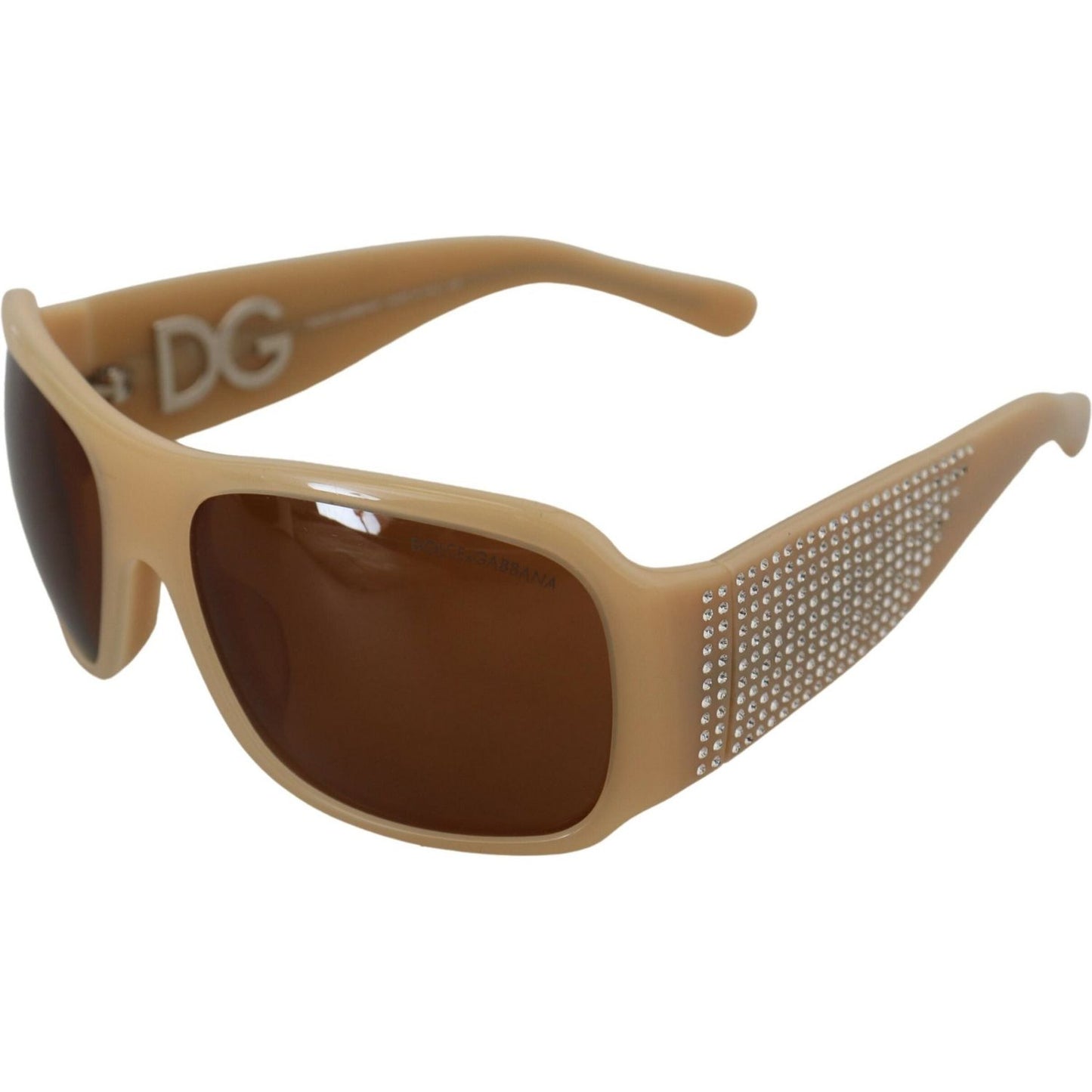 Dolce & Gabbana Elegant Cream Swarovski Sunglasses Dolce & Gabbana Dark Olive Green