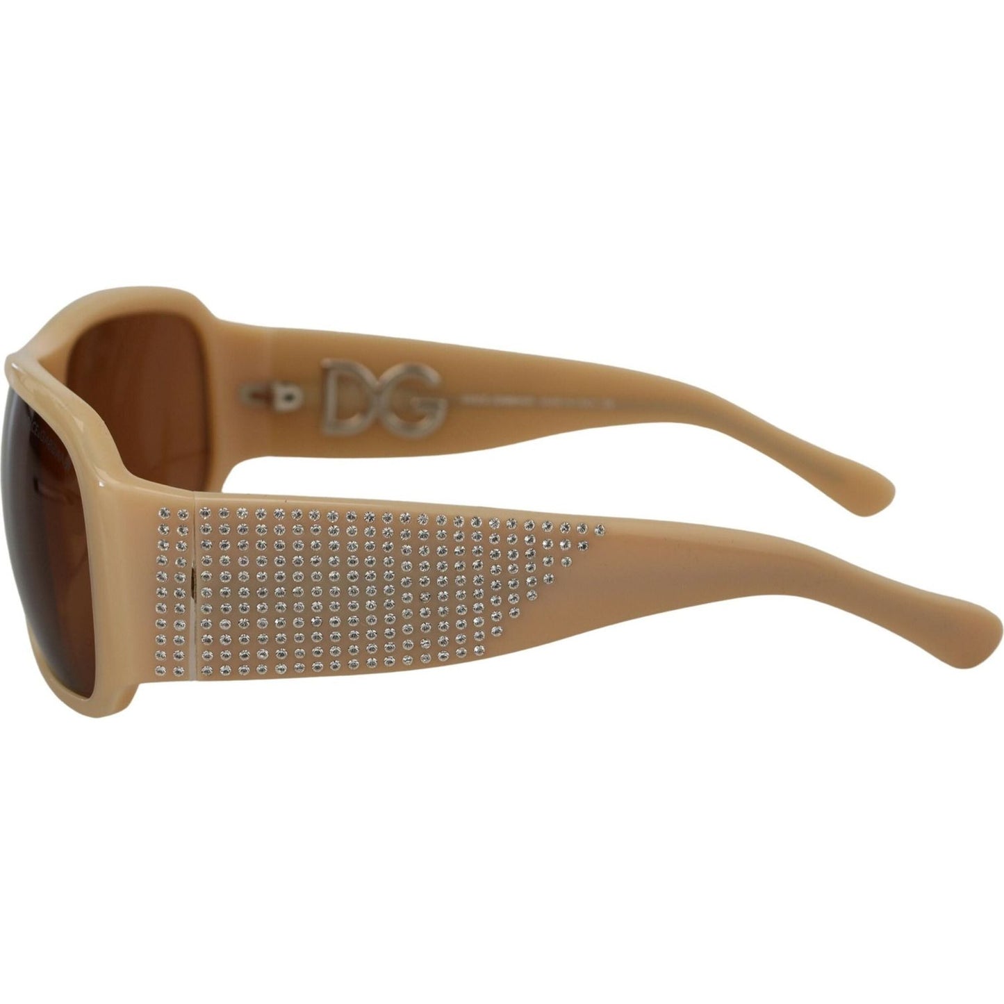 Dolce & Gabbana Elegant Cream Swarovski Sunglasses Dolce & Gabbana Dim Gray